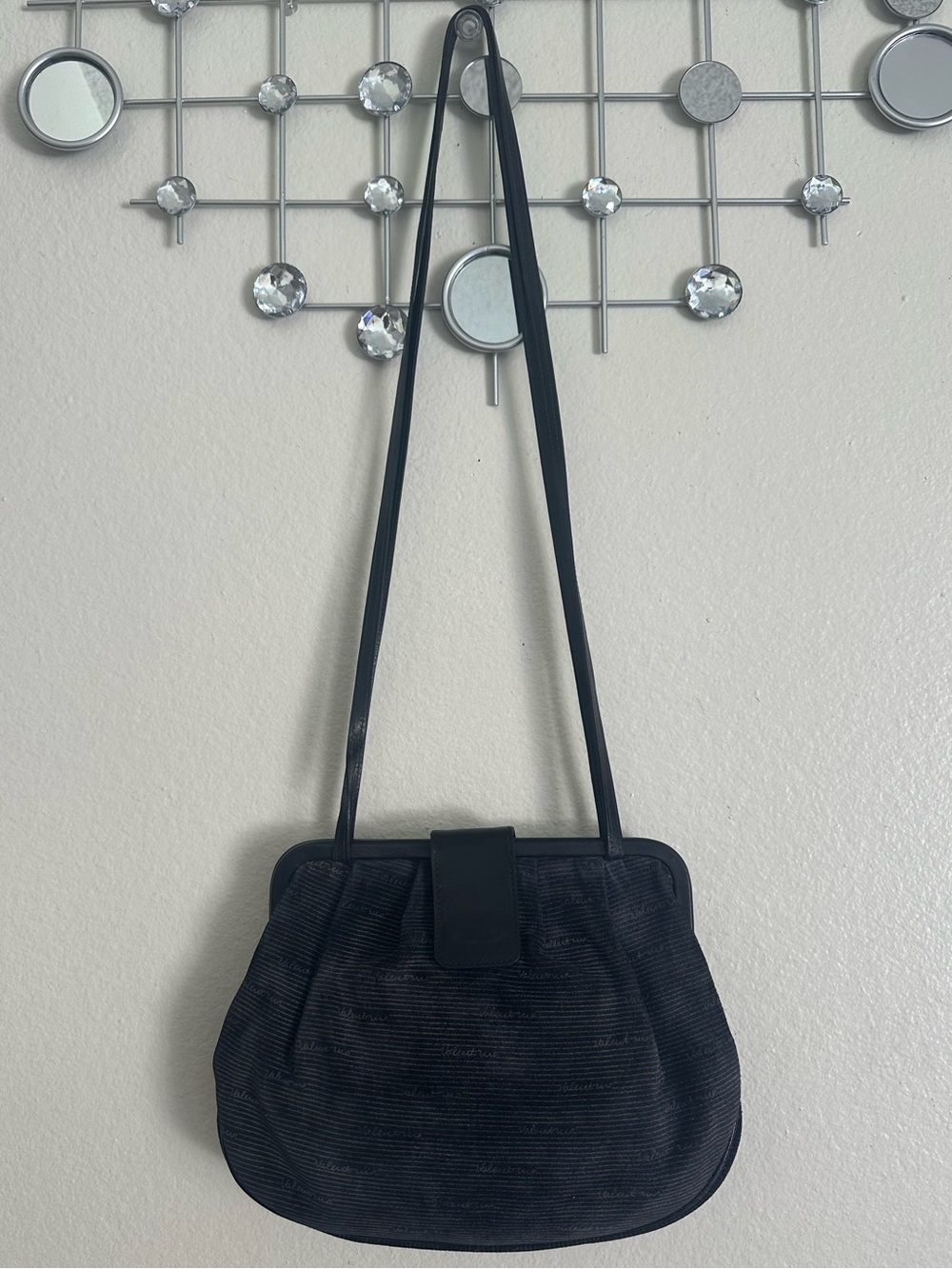 Valentino vintage Black blue Shoulder Bag with Slim Straps
